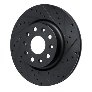 Jeep Wrangler Brake Rotor (1) - Front Right - R1 Concepts - Drilled & Slotted - Black - `18-`25 Jeep Wrangler Brake Rotor (1) - Front Right - R1 Concepts - Drilled & Slotted - Black - `18-`25